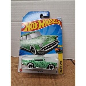 Hot Wheels 57 Chevy 121/250 HW Art Cars 6/10 Mint Green White Walls 2024